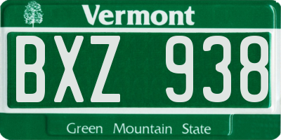 VT license plate BXZ938