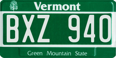 VT license plate BXZ940