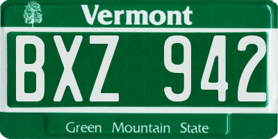 VT license plate BXZ942