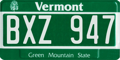 VT license plate BXZ947