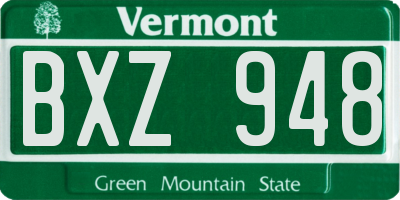 VT license plate BXZ948
