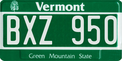 VT license plate BXZ950