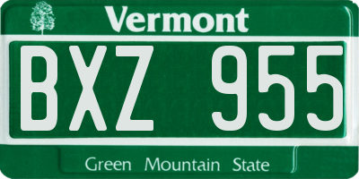 VT license plate BXZ955