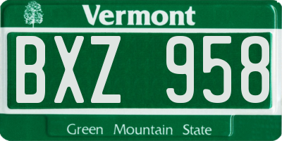 VT license plate BXZ958