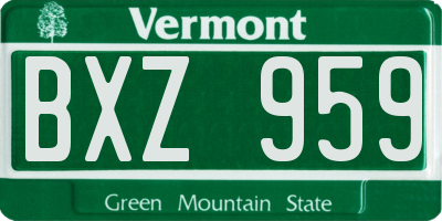 VT license plate BXZ959