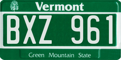 VT license plate BXZ961