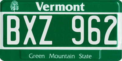 VT license plate BXZ962