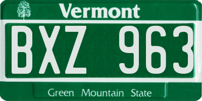 VT license plate BXZ963