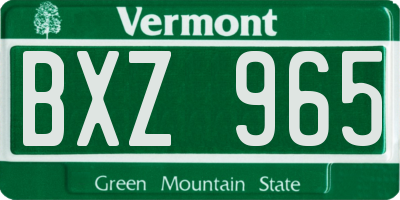 VT license plate BXZ965