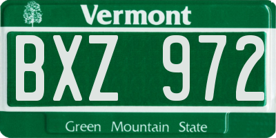 VT license plate BXZ972