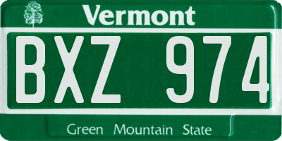 VT license plate BXZ974
