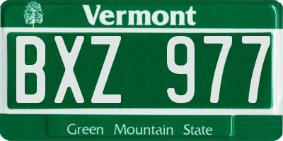 VT license plate BXZ977