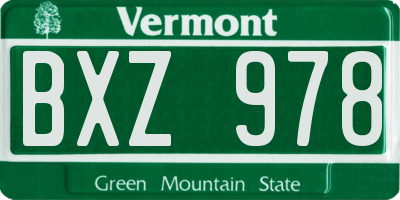 VT license plate BXZ978