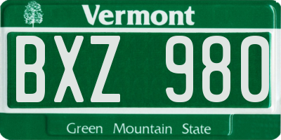 VT license plate BXZ980