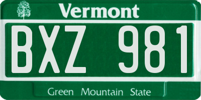 VT license plate BXZ981