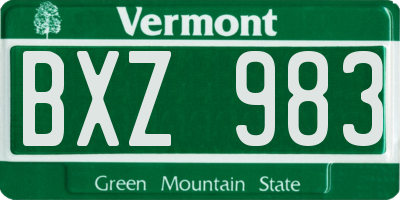 VT license plate BXZ983