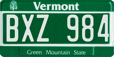 VT license plate BXZ984