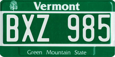 VT license plate BXZ985