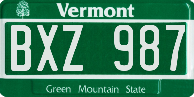 VT license plate BXZ987