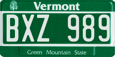 VT license plate BXZ989