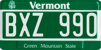 VT license plate BXZ990