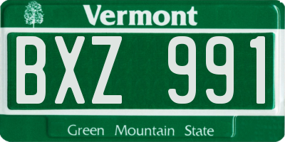 VT license plate BXZ991