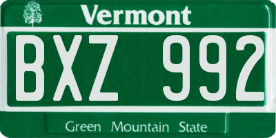 VT license plate BXZ992