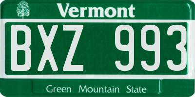 VT license plate BXZ993