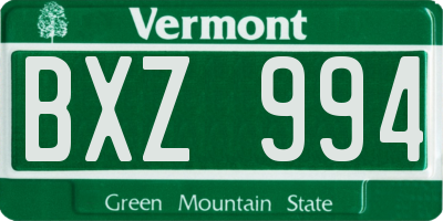 VT license plate BXZ994