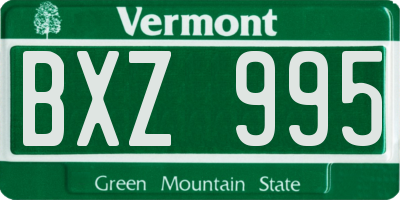 VT license plate BXZ995