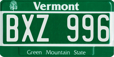 VT license plate BXZ996