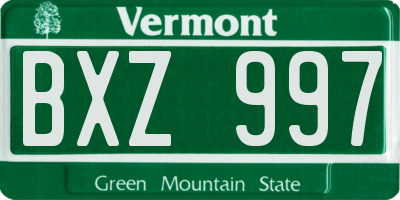VT license plate BXZ997