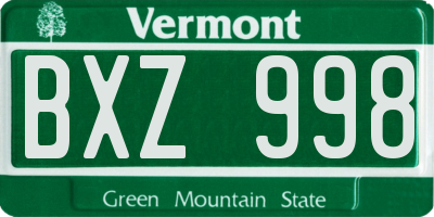 VT license plate BXZ998