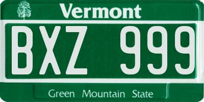 VT license plate BXZ999