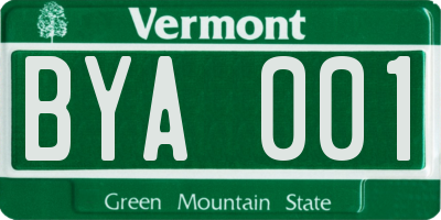 VT license plate BYA001