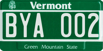 VT license plate BYA002