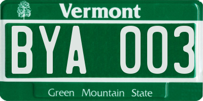 VT license plate BYA003