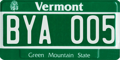 VT license plate BYA005