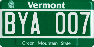 VT license plate BYA007