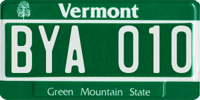VT license plate BYA010