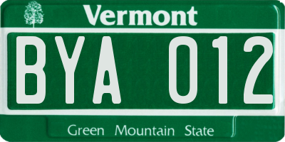 VT license plate BYA012