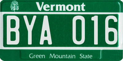 VT license plate BYA016