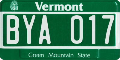 VT license plate BYA017