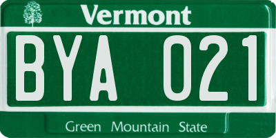 VT license plate BYA021