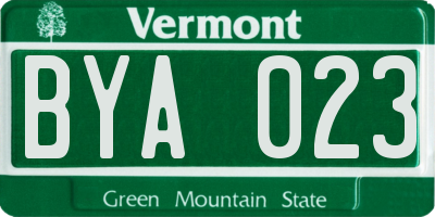 VT license plate BYA023