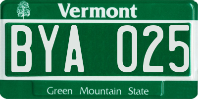 VT license plate BYA025