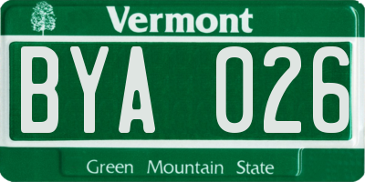 VT license plate BYA026