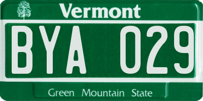 VT license plate BYA029