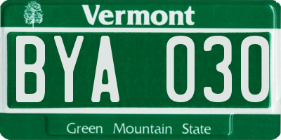 VT license plate BYA030