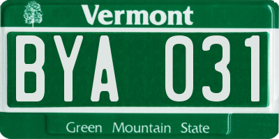 VT license plate BYA031